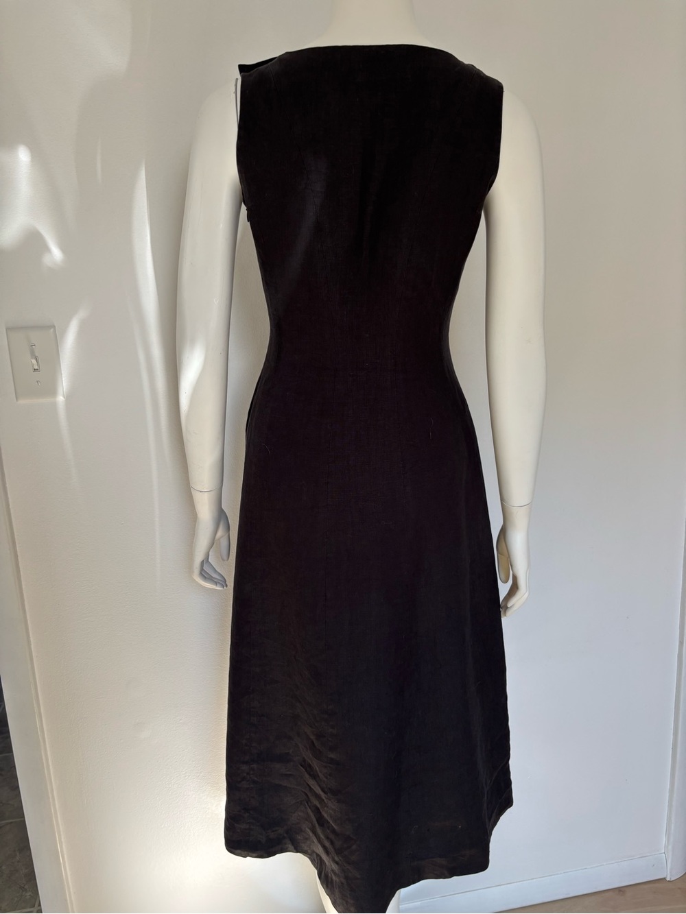 Talbots 100% Linen  Brown Sleeveless Midi Dress